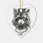 Fun Cute Waterverf Raccoon Animal Natuur Fun Keramisch Ornament (Links)