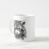 Fun Cute Waterverf Raccoon Cheerful Inspirerend Koffiemok (Voorkant links)