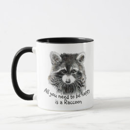 Fun Cute Waterverf Raccoon Cheerful Inspirerend Mok