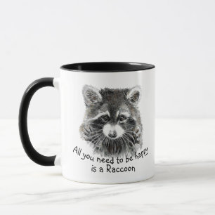 Fun Cute Waterverf Raccoon Cheerful Inspirerend Mok