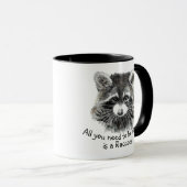 Fun Cute Waterverf Raccoon Cheerful Inspirerend Mok (Voorkant rechts)