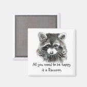Fun Cute Waterverf Raccoon Inspirerend Quote Magneet (Voorkant / Achterkant)