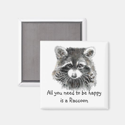 Fun Cute Waterverf Raccoon Inspirerend Quote Magneet (Voorkant / Achterkant)