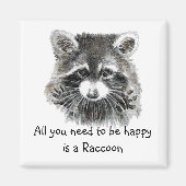 Fun Cute Waterverf Raccoon Inspirerend Quote Magneet (Voorkant)