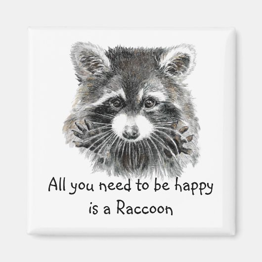 Fun Cute Waterverf Raccoon Inspirerend Quote Magneet (Voorkant)