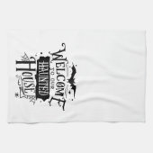 Fun Cute Welkom in ons gehakte huis Halloween Theedoek (Horizontaal)