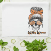 Fun Cute Witchy Women Oranje Black Halloween Theedoek (Gevouwen)
