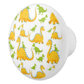 Fun Cute Yellow en Green Dinosaurs Keramische Knop (Rechts)