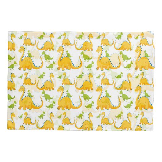 Fun Cute Yellow en Green Dinosaurs Kussensloop (Achterkant)