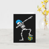 Fun Dab dabbing skelet Waterpolo Halloween zwemmen Kaart (Gele Bloem)