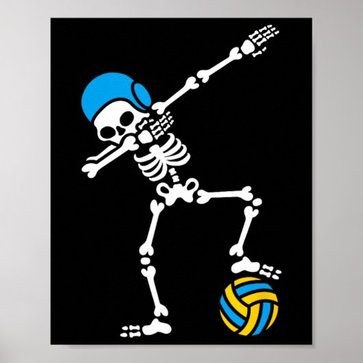 Fun Dab dabbing skelet Waterpolo Halloween zwemmen Poster (Voorkant)