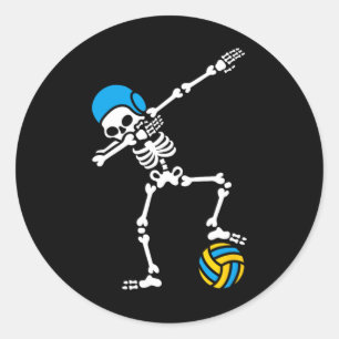 Fun Dab dabbing skelet Waterpolo Halloween zwemmen Ronde Sticker