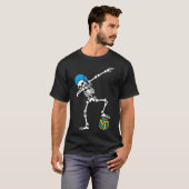 Fun Dab dabbing skelet Waterpolo Halloween zwemmen T-shirt (Voorkant volledig)