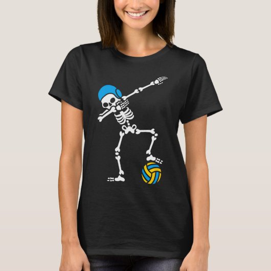 Fun Dab dabbing skelet Waterpolo Halloween zwemmen T-shirt (Voorkant)