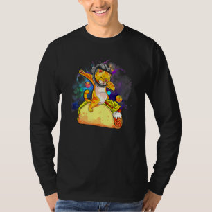 Fun Dabbing Cat Astronaut in Space Riding Taco Foo T-shirt