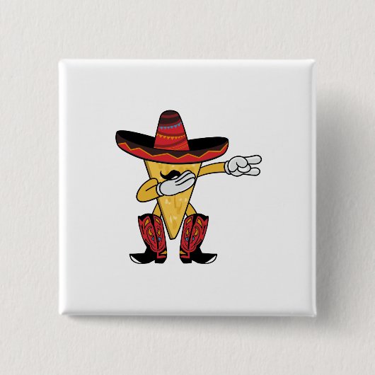 Fun Dabbing Nacho Cinco de Mayo Taco Chip Vierkante Button 5,1 Cm (Voorkant)