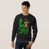 Fun Dabbing Yorkie Dog LOVE Shamrock Funny St Patr Trui (Voorkant volledig)