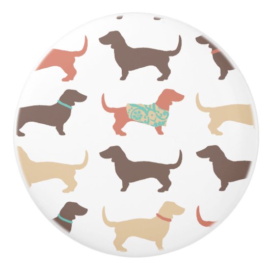Fun Dachshund Dog Pattern Keramische Knop (Voorkant)