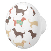 Fun Dachshund Dog Pattern Keramische Knop (Rechts)
