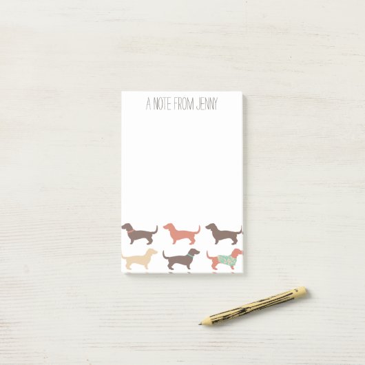 Fun Dachshund Dog Pattern Post-it® Notes (Op bureau)