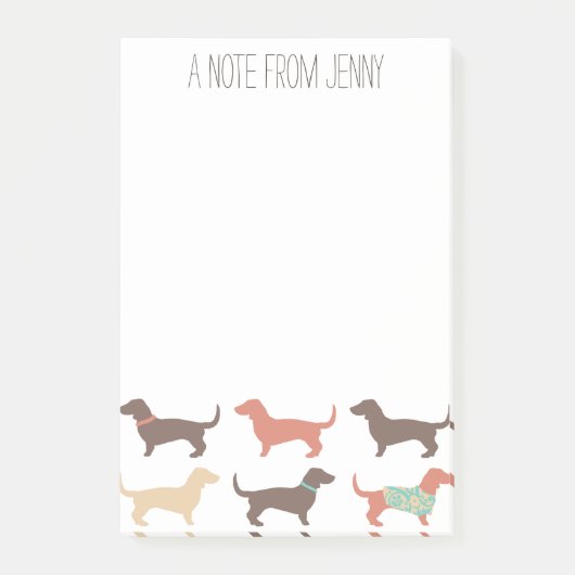 Fun Dachshund Dog Pattern Post-it® Notes (Voorkant)