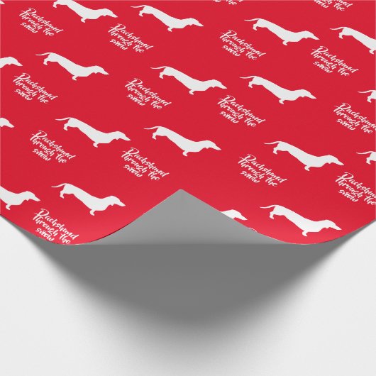 Fun Dachshund Through the Snow Cadeaupapier (Hoek)