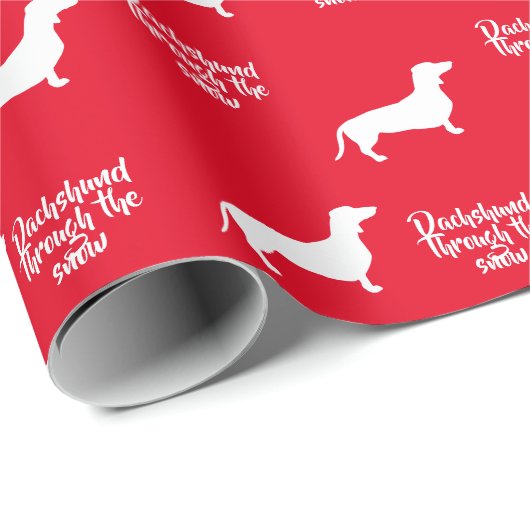 Fun Dachshund Through the Snow Cadeaupapier (Rol Hoek)