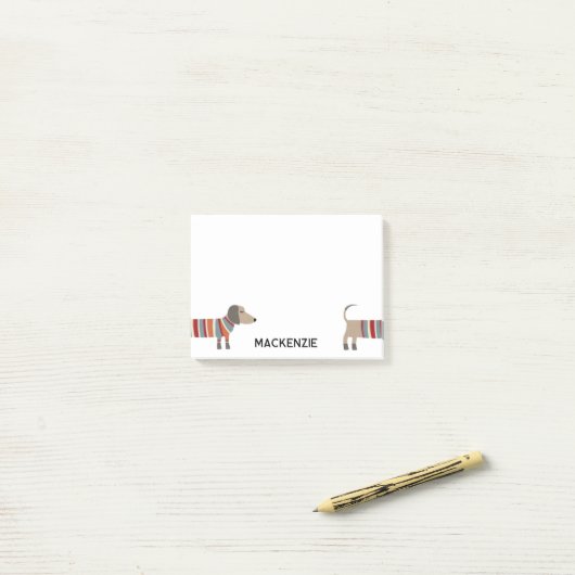 Fun Dachshund Wiener Dog Personalized Post-it® Notes (Op bureau)