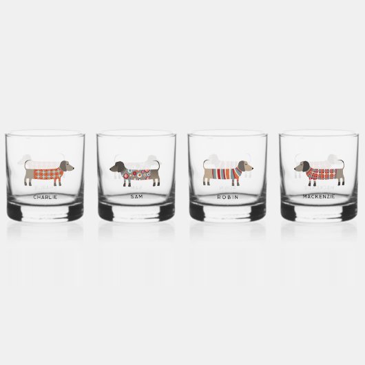 Fun Dachshund Wiener Worst Hond Gepersonaliseerde  Whisky Glas (Voorkant)