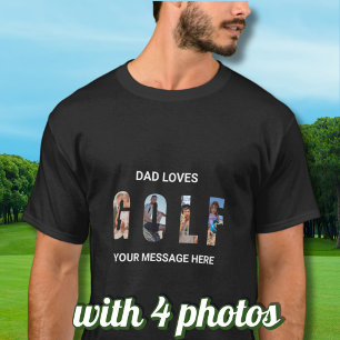 Fun Dad Golf Custom 4 Foto's Bericht T-shirt
