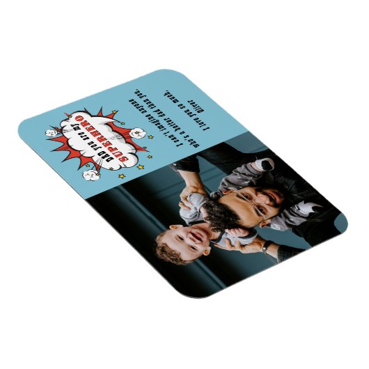 Fun Dad Superheld Cartoon Speech Bubble Magneet (Rechterzijde)