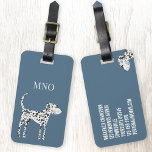 Fun Dalmatian Dog Monogram Bagagelabel<br><div class="desc">Kute Dalmatiaanse hond op een blauwgroen groene achtergrond. Originele kunst van Nic Squirrell. Verander of verwijder de monogram initialen,  en zet uw eigen details op de rug om zich te personaliseren.</div>