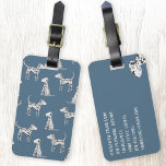 Fun Dalmatian Dog Pattern Bagagelabel<br><div class="desc">Het kattedalmatische hondenpatroon op een blauwgroen groene achtergrond. Originele kunst van Nic Squirrell. Verander de details op de rug om zich te personaliseren.</div>