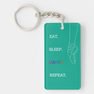 Fun Dance Quote met Pointe Shoe op een Blauwgroen Sleutelhanger