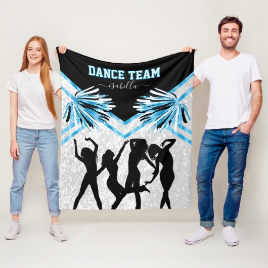 Fun Dance Team Black, White en Baby Blue Fleece Deken (In situ)