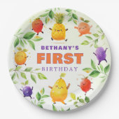 Fun Dancing Fruit Eerste 1e Verjaardagsfeest Papieren Bordje (Voorkant)