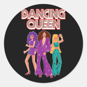 Fun Dancing Queen Disco Dance Club Party 1970s GIF Ronde Sticker