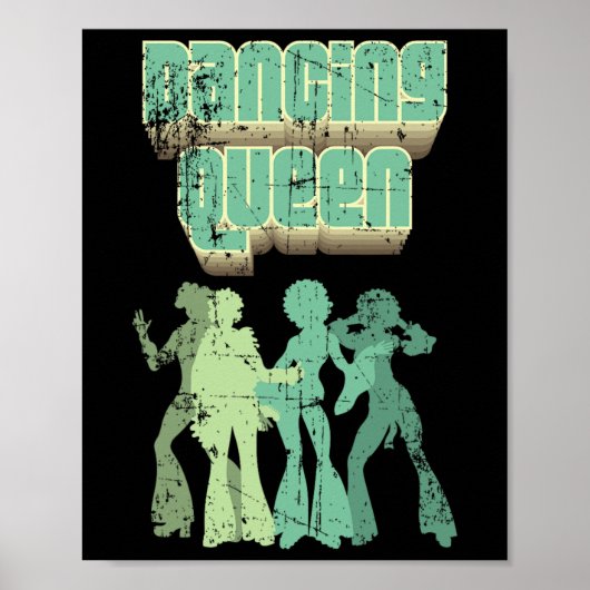 Fun Dancing Queen Disco Party Retro Distress Des Poster (Voorkant)