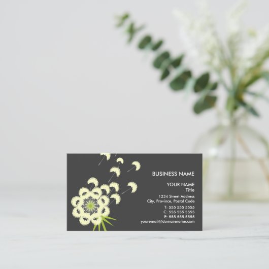 Fun Dandelion Floral Visitekaartje (Staand voorkant)