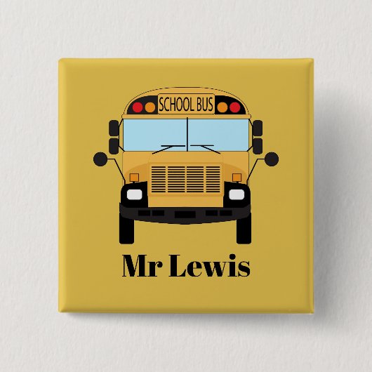 Fun Dank je wel schoolbuschauffeur Vierkante Button 5,1 Cm (Voorkant)