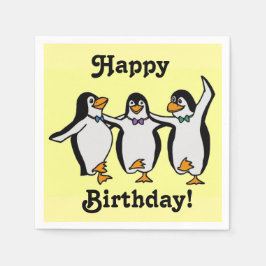 Fun Dansende Penguins Happy Birthday! Servetten