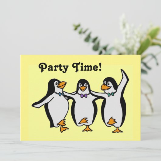 Fun Dansende Pinguins Party Time! Kaart (Staand voorkant)