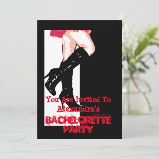 Fun dansmeisje gepersonaliseerde bachelorette part kaart (Staand voorkant)