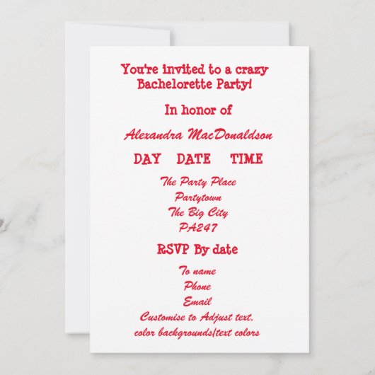 Fun dansmeisje gepersonaliseerde bachelorette part kaart (Achterkant)