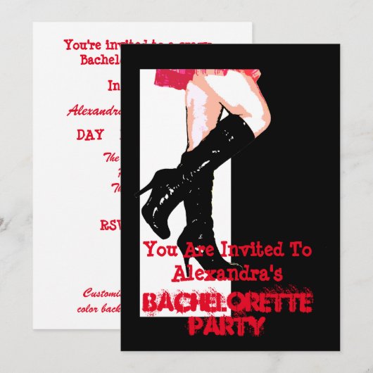 Fun dansmeisje gepersonaliseerde bachelorette part kaart (Voorkant / Achterkant)