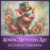 Fun Dapper  Steampunk Pig Decoupage Tissuepapier