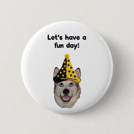 Fun Day Clown Dog Ronde Button 5,7 Cm (Voorkant)