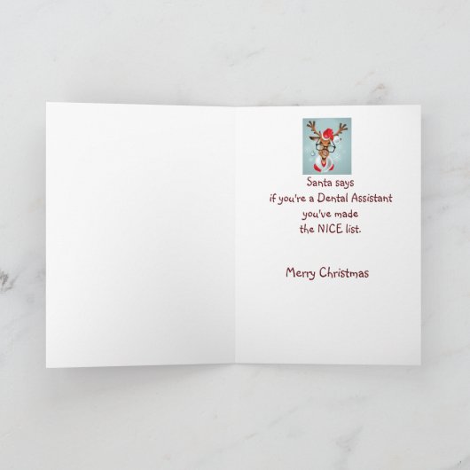 Fun Dental Assistant kerstwishes Santa Claus Feestdagen Kaart (Binnen)
