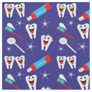 Fun Dental Dentist Cartoon Teeth Stof