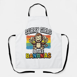 Fun Design met Aap en Banaan Vintage Gravure Shirt Schort